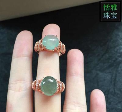 天然A货翡翠戒指 925银优雅华贵水润翡翠戒指 工厂直销